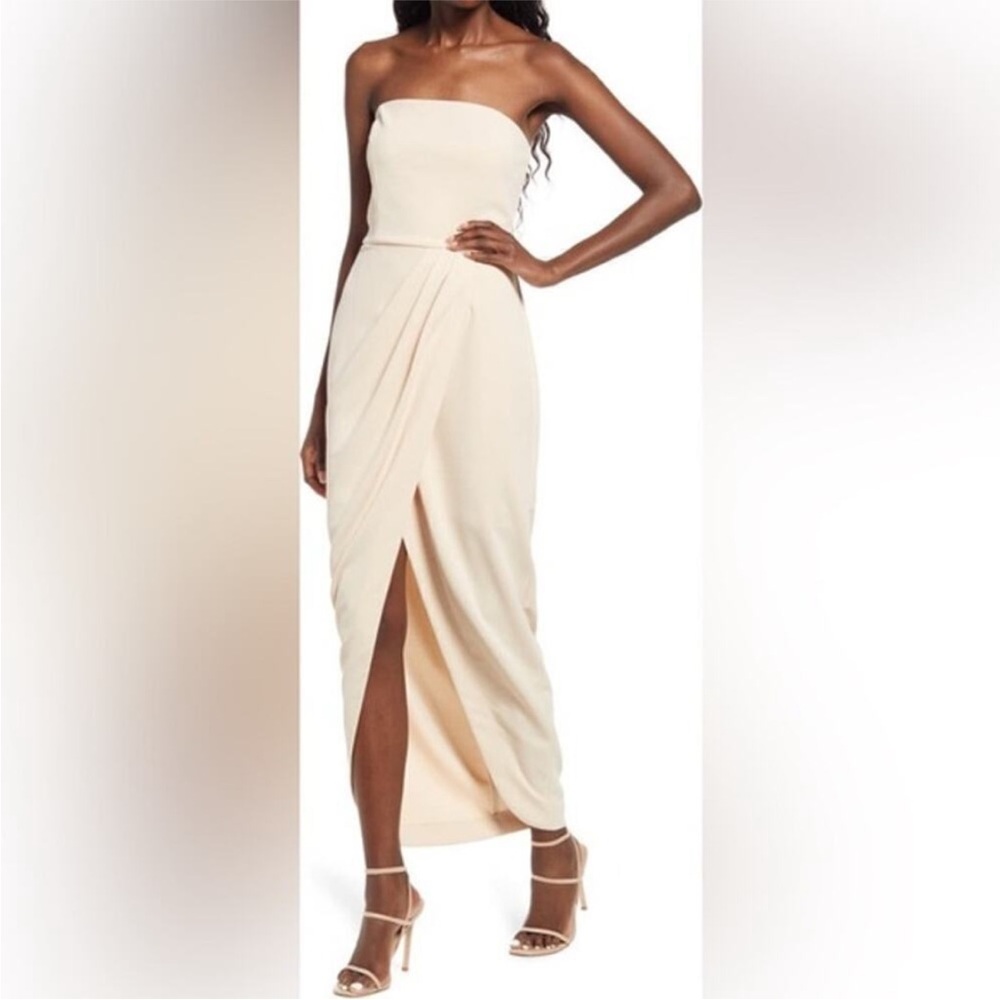 Wayf Strapless Cream Dress